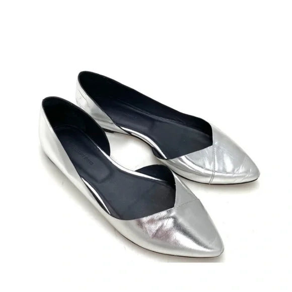 ISABEL Marant ÉTOILE Penn Metallic Silver Leather Point-toe Ballet Flats Size 6 - Picture 4 of 9